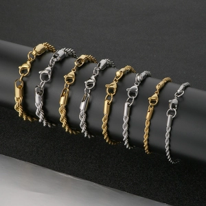 Rope Chain Bracelet Stainless Steel Twisted Link Polished Unisex Jewelry For Daily Wear