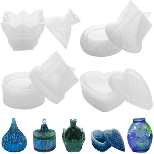 DIY Storage Box Silicone Molds Resin Casting Striped Heart Crown Pyramid Shapes For Jewelry Organizer Making