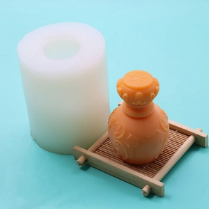 Creative cylinder silicone mold and orange vintage embossed vase candle product set