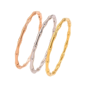Bracciali stile bambù in acciaio al titanio, colori oro, argento e oro rosa, lucidi