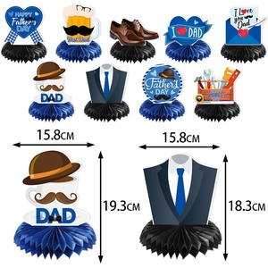 9-piece set of Father's Day blue honeycomb centerpieces for festive party table decoration