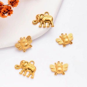 Golden elephant and honey bee titanium steel pendants for DIY necklace jewelry making