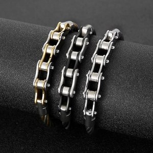 Drei Farben Edelstahl Armbänder im industriellen Punk-Stil für Herren und Damen als Motorradkette