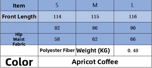 Detailed size chart for women's two-piece fashion set showing S, M, L measurements