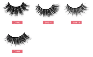 Detail view of four false eyelash styles labeled D1613 to D1616 on white background