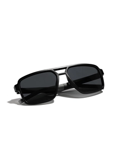 Lunettes de soleil polarisées TR90 carrées noires minimalistes pour hommes et femmes mats