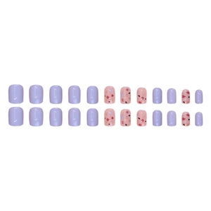 Faux ongles lavande et motif terrazzo brillant, lot de 24 pièces pour manucure