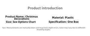 Detailed list of product specifications for Christmas ball ornaments set in white box