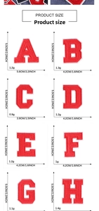 Detailed size chart for strawberry embroidered patches with specific widths and weights