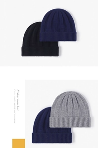Detailed knit texture of ribbed wool fisherman hats in black, navy, and grey colors