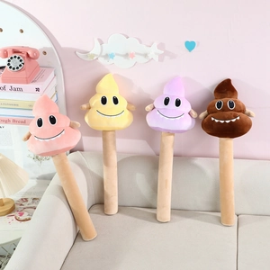 Poop Shape Plush Stick Toy Soft Massage Hammer Long Gag Gift Prank Prop Short Plush Stuffed Doll Novelty