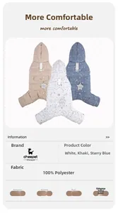 Detail view of thickened pet coat with starry pattern and leash ring on the back
