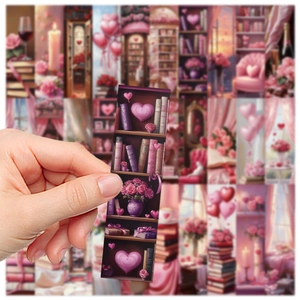 30 pack of retro Valentine bookmarks featuring vintage roses and romantic heart designs