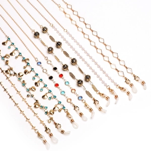 Fashion Eyewear Chain Metal Anti Lost Strap With Shell Artificial Pearl Colorful Glass Beads For Glasses Mask Trendy Accessory