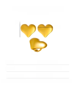 Detailed size chart for 18k gold heart earrings and ring set in stainless steel