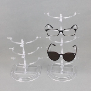 Three-tier clear acrylic eyewear display stand for sunglasses and optical frames