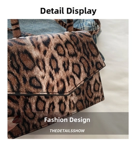 Close-up of leopard print handbag showing detailed leather texture and premium magnetic flap