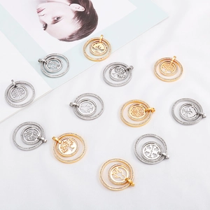 Minimalist tree of life and hamsa hollow steel pendants with rhinestones in gold and silver