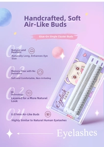 Detail view of 9D fishtail individual false eyelashes with 0.07mm thickness