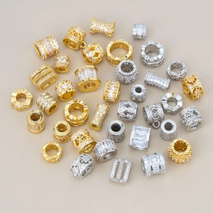 Assorted gold and silver cubic zirconia spacer beads for DIY jewelry making
