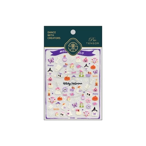 Matte Halloween nail art stickers set with pumpkin, ghost, and witch motifs, model KX486