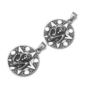 Gothic stainless steel necklace with grim reaper pentagram hollow pendant for men