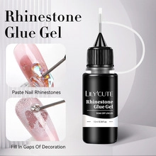 Detailed view of 10ml nail rhinestone glue gel with precision needle for gap filling