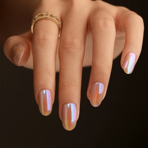 Aurora Kattenoog Druk Op Nagels Gele Korte Ovale Metalen Kunstnagels Met Lijm Kit Voor Vrouwen Manicure Decoratie