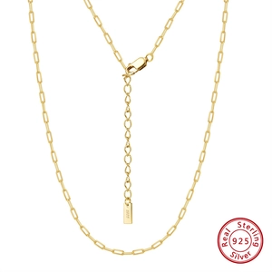 Paperclip Link Chain Necklace 925 Sterling Silver Minimalist Adjustable Elegant Jewelry For Women Men Simple Gift