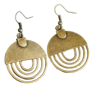 Ethno-Hohlgeometrische Bronze-Ohrringe im Vintage-Bohemian-Metallstil für Damen