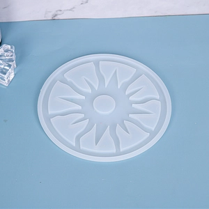 Macro view of translucent silicone mold for DIY sun-shaped resin coasters and crafts
