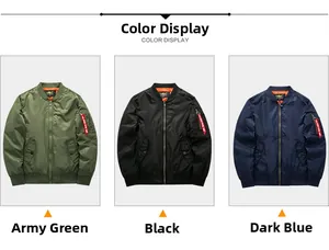 Detail of MA-1 bomber jacket with classic orange lining and utility sleeve pocket zip