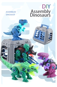 Dettagli del set da 6 dinosauri giocattolo da smontare con viti e gabbie per bambini