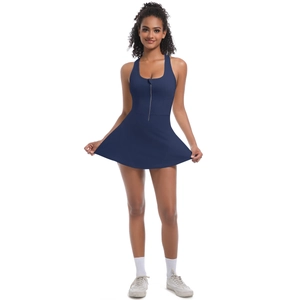 Robe de tennis bleu marine avec fermeture éclair frontale et dos nageur sportif