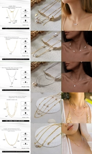 Detail showcasing five 925 sterling silver necklaces with natural freshwater pearls