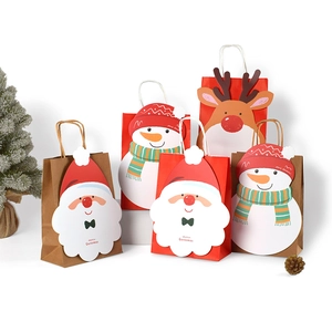 3D Christmas cartoon character gift bags with Santa, Reindeer and Snowman patterns