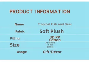 Detailed plush toy specifications showing soft fabric and PP cotton filling details
