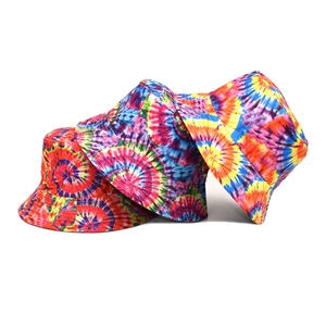 Rainbow Tie Dye Bucket Hat Double Sided Reversible Cotton Flat Top Sun Hat For Men Women Outdoor Casual Summer Beach Packable Travel Cap