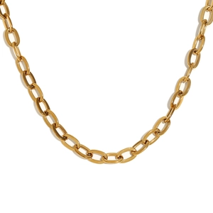 Minimalist 18K gold-plated stainless steel link chain necklace on a clean white background