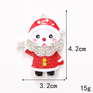 Detail of Santa Claus pendant with red enamel, rhinestones and 4.2cm height measurements