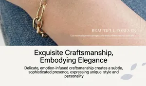 Detail of gold paperclip chain bracelet with OT toggle clasp worn on wrist