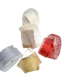 Glitter chiffon ribbons in multiple colors for Christmas tree and gift decoration