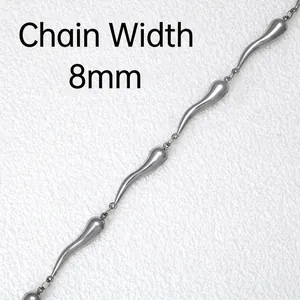 8mm stainless steel DIY necklace chain with unique hollow teardrop links for jewelry making