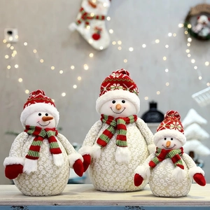 Statuette Di Babbo Natale E Pupazzo Di Neve In Tessuto A Maglia E Schiuma Ornamenti Fiocco Di Neve Decorazione Casa Festa
