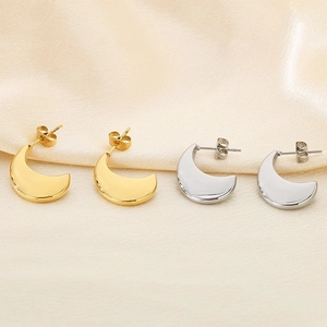 Boucles d'oreilles en croissant en forme de U, finitions or 18K et argent sur soie