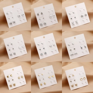 Alloy Faux Artificial Pearl Rhinestone Stud Earrings Weekly Heart Butterfly Flower Shapes Stainless Steel Earring Post Women Jewelry