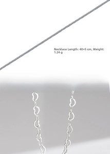 Detail of 925 sterling silver heart link and wheat chain necklace, length 40+5cm, 1.24g