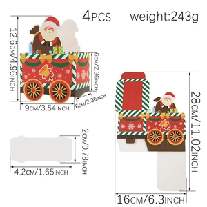 Christmas train-shaped gift box set of 4 with detailed size specifications and weight
