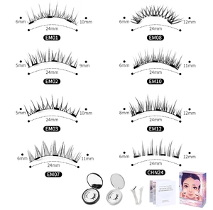 Detailliertes Set mit 8 Arten magnetischer Wimpern, Applikatoren und gespiegelten Etuis