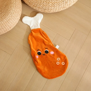 Cute cartoon fried chicken leg plush pillow shell with embroidery on wooden floor